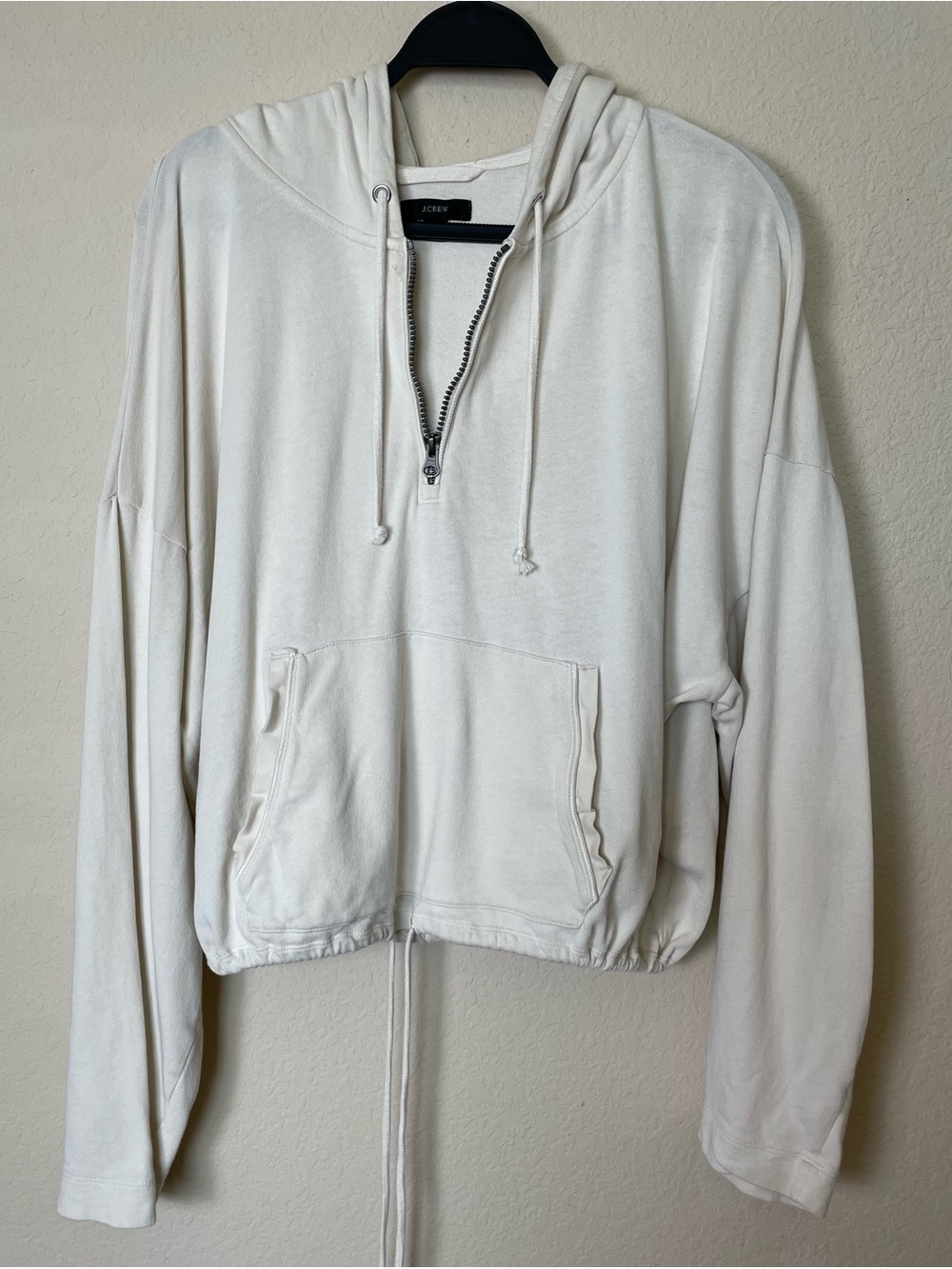 J. Crew Cream Half-Zip 100% Cotton Pullover Hoodie